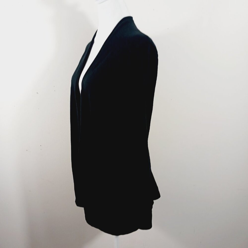 Forte Black Merino Wool & Silk Blend Button Back Open Long Sleeve Cardigan, MED - Picture 9 of 14